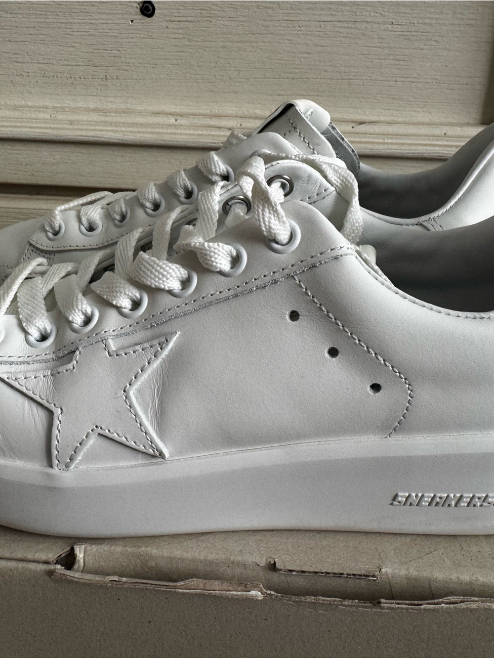 Golden Goose White Leather Low-Top Star Sneakers